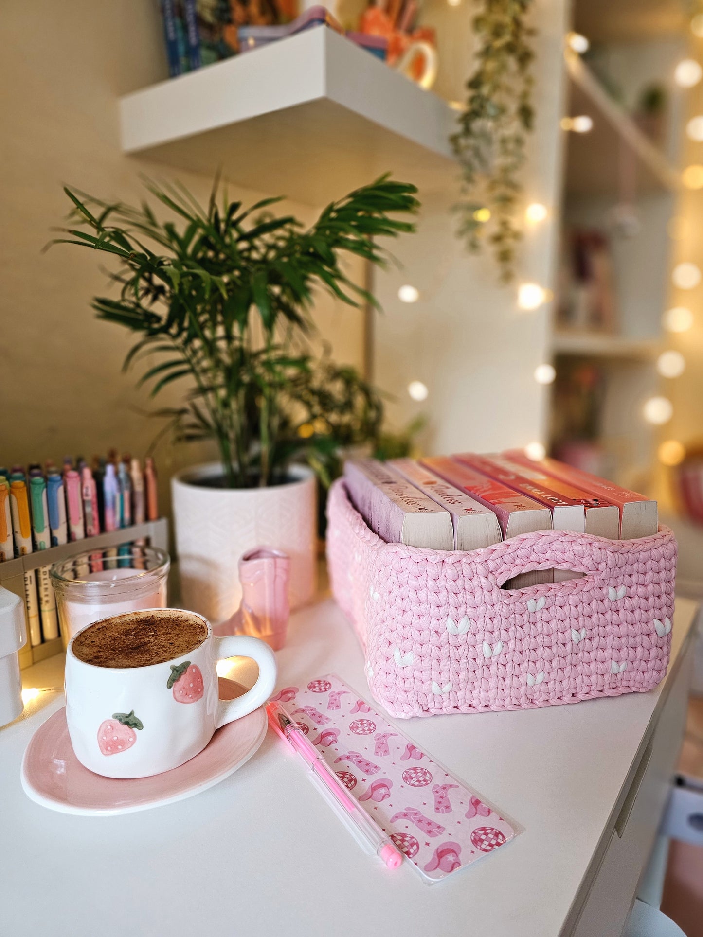 TBR BOOK BASKET | WITH HEARTS